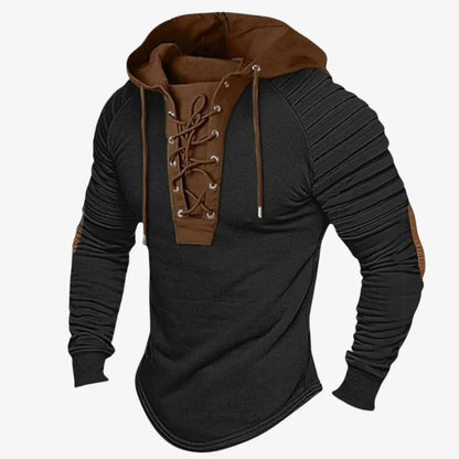 Men's Hooded Pullover with Adjustable Neck and Soft Fleece