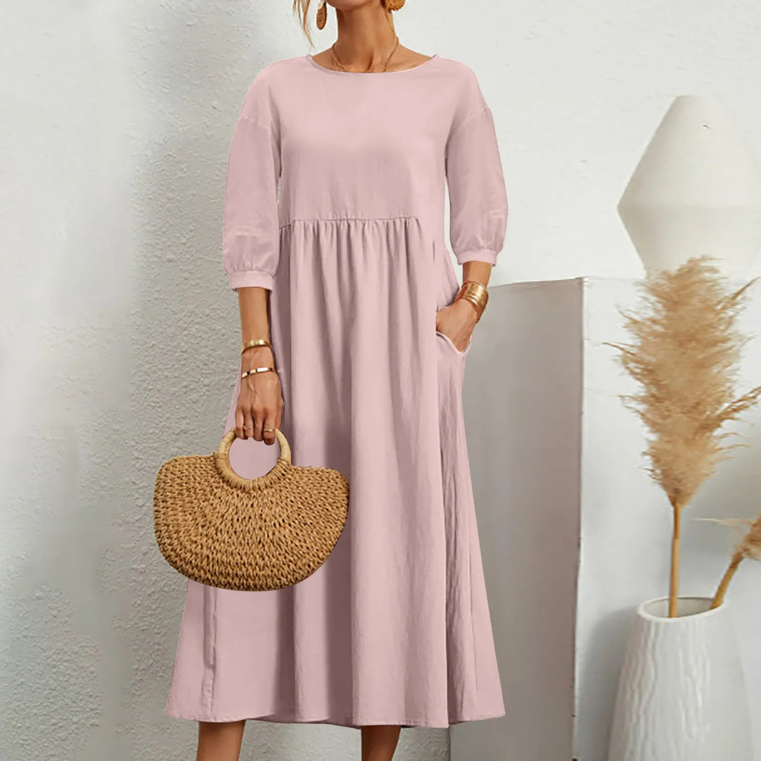 Comfy Relaxed Fit Patchwork Midi Dress