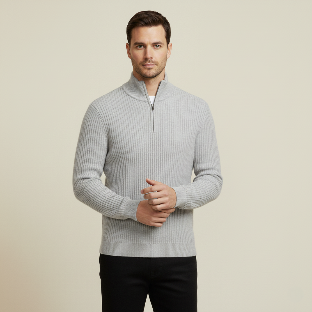 Warm Merino Wool Quarter Zip Jumper