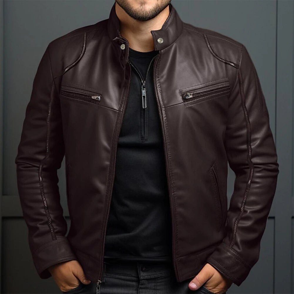 Classic Biker Leather Jacket for Men