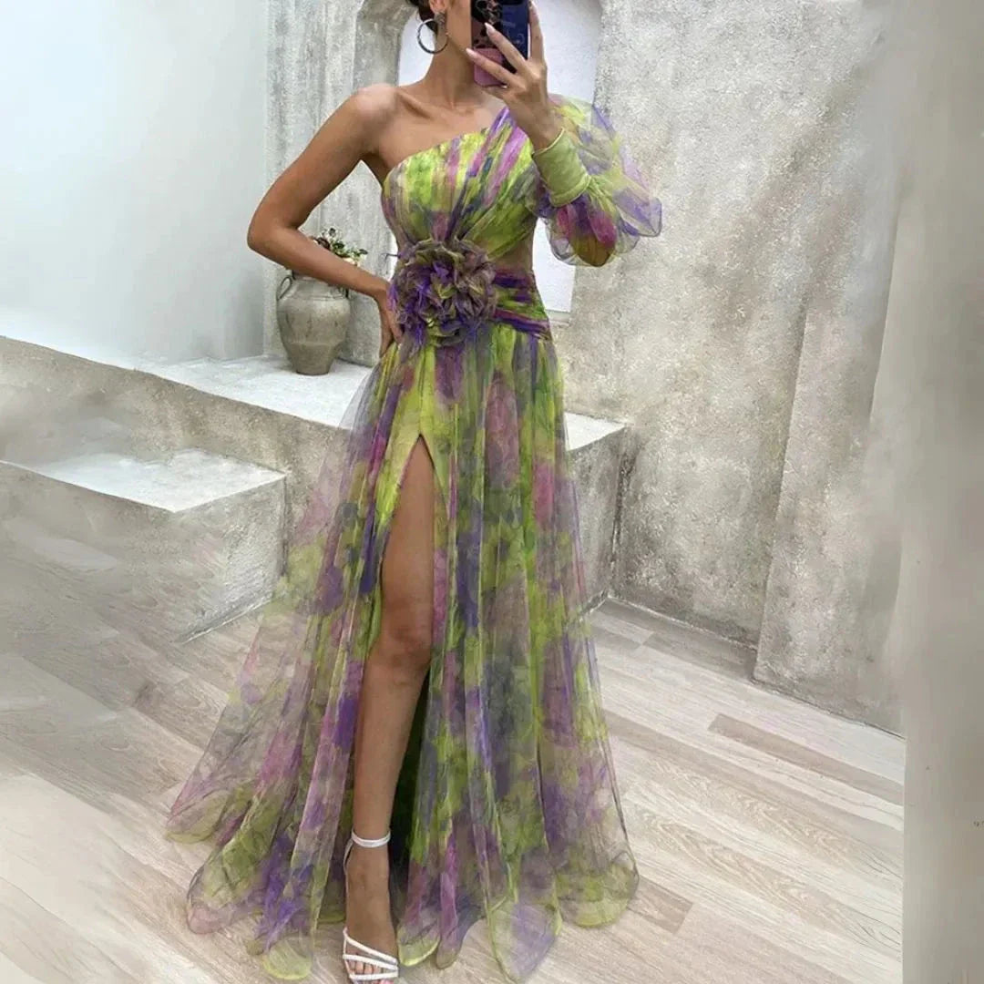 Chic Off Shoulder High Low Maxi Dress