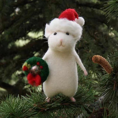 Adorable Felt Pumpkin Mouse Figurine