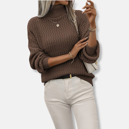 Cozy Women's Turtleneck Sweater with Puffy Sleeves