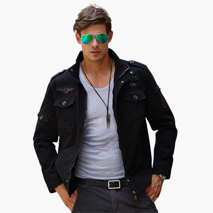 Tactical Army Jacket with Zip and Patches