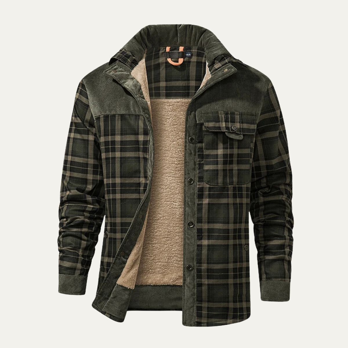 Classic Plaid Mens Multi Pocket Flannel Jacket