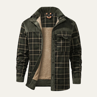 Classic Plaid Mens Multi Pocket Flannel Jacket