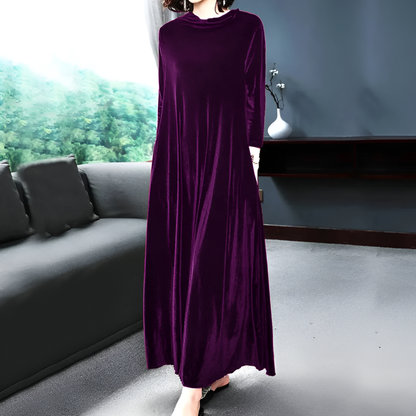 Luxurious Red Velvet Long Sleeve Evening Dress