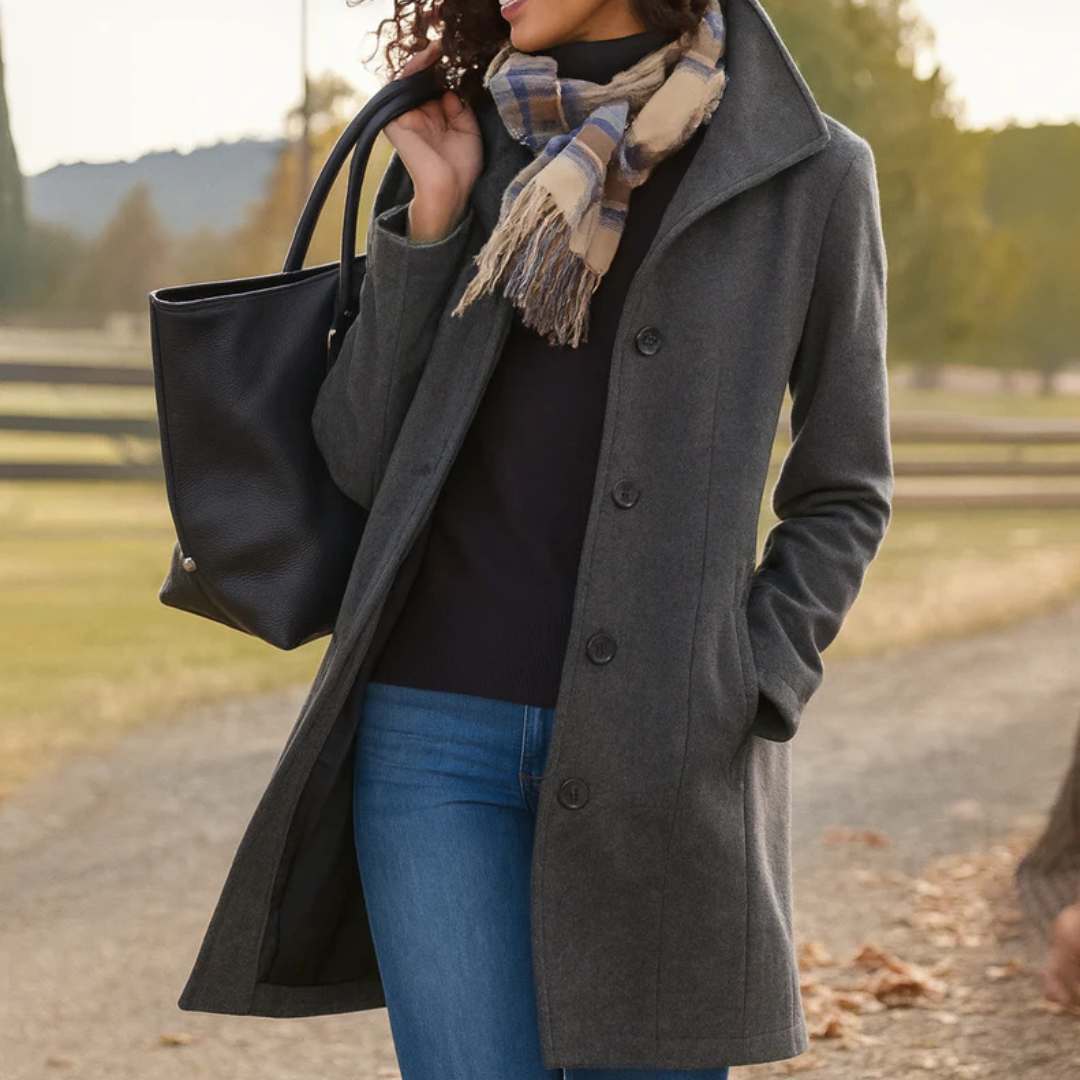 Ladies Classic Long Button Coat