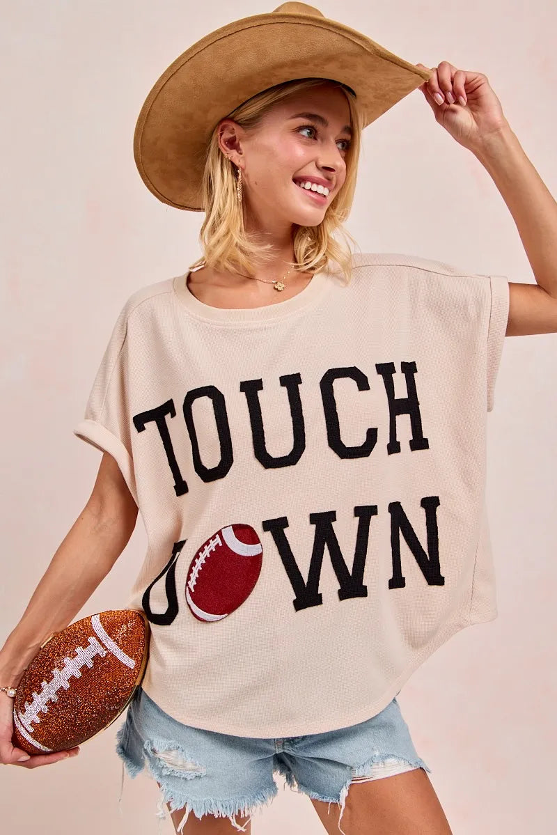 Fun Football Graphic Waffle Shorts Top - EasyApparels