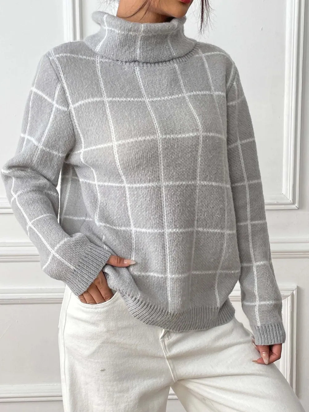 Classic Checked Winter Crew Sweater