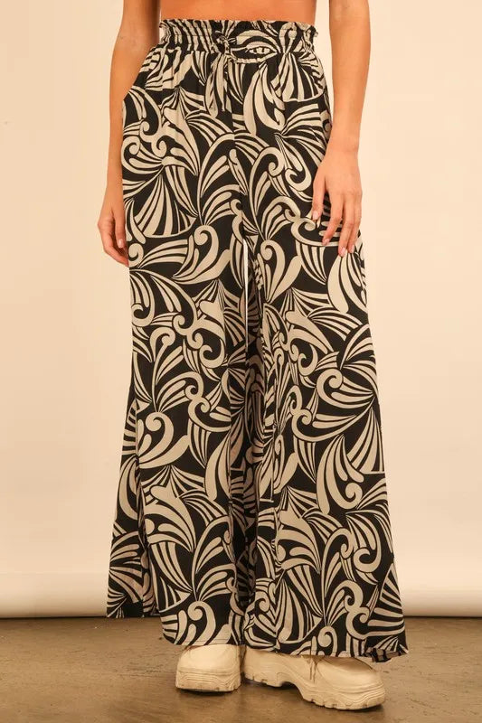 Loose Fit Large Size Wide Leg Printed Pants