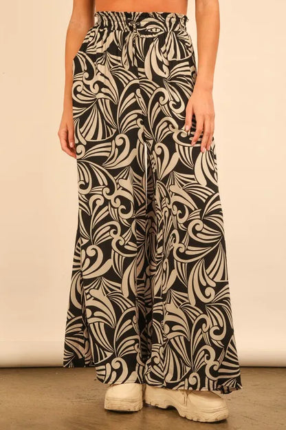 Loose Fit Large Size Wide Leg Printed Pants