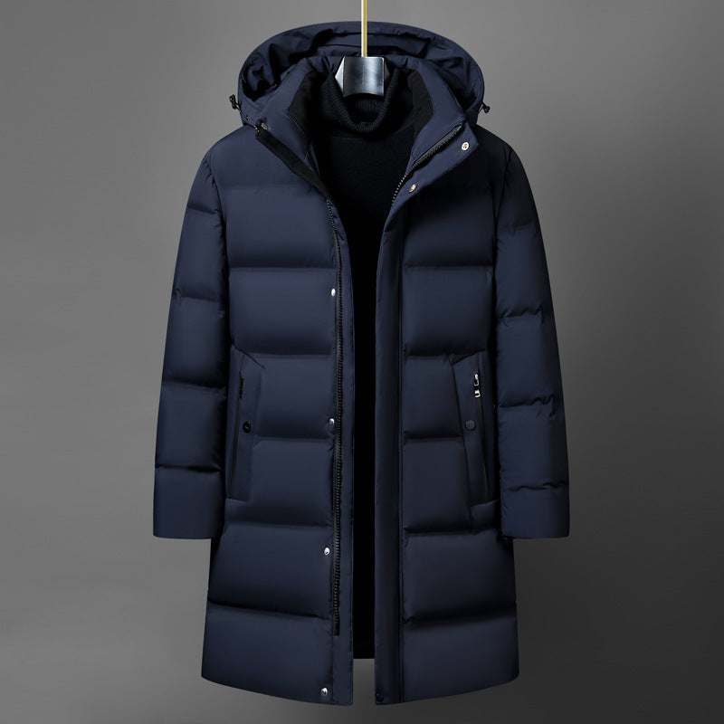 Warm Men's Down Parka Coat - Waterproof Polyester