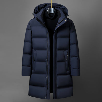 Warm Men's Down Parka Coat - Waterproof Polyester