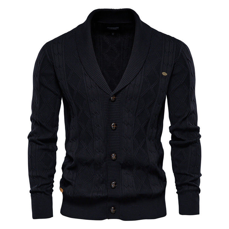 Cozy Crew Neck Men's Cardigan Sweater