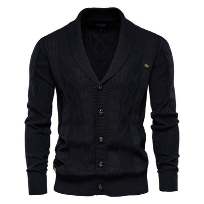 Cozy Crew Neck Men's Cardigan Sweater