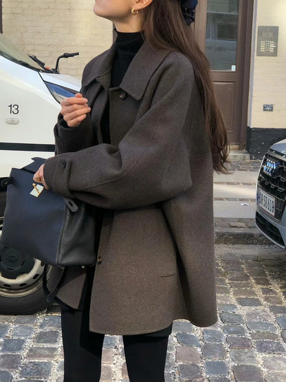 Cozy Female Winter Wool A-Line Coat