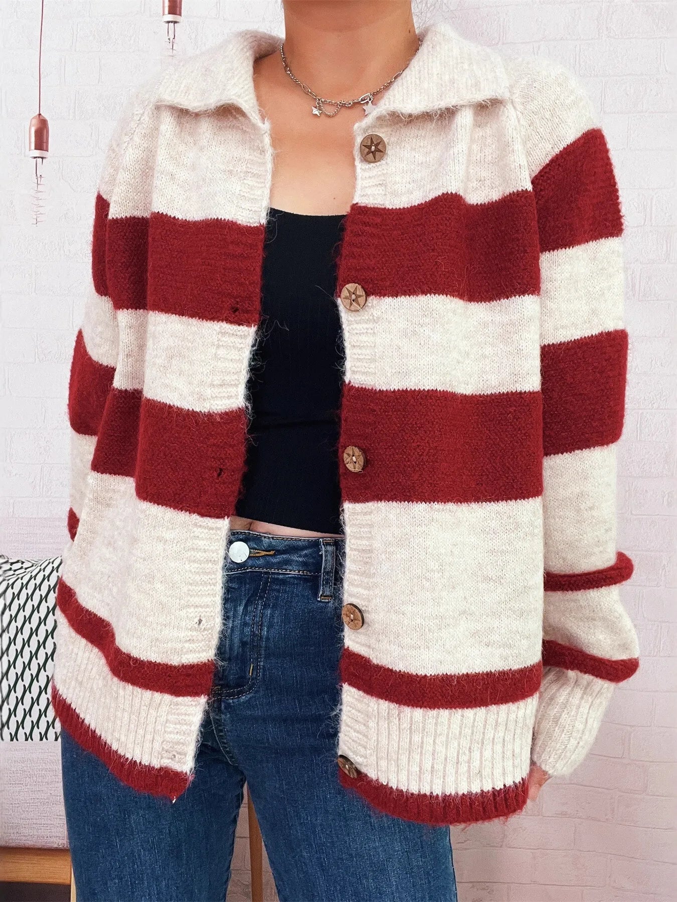 Warm Plaid Open Front Cardigan - EasyApparels