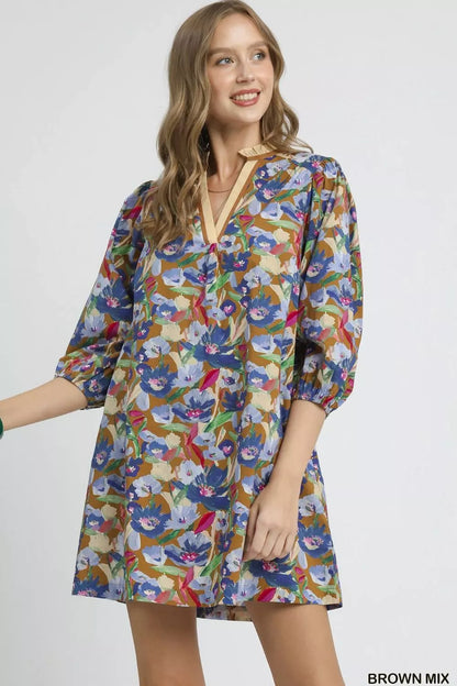 Vibrant Floral Off Shoulder Mini Dress - EasyApparels