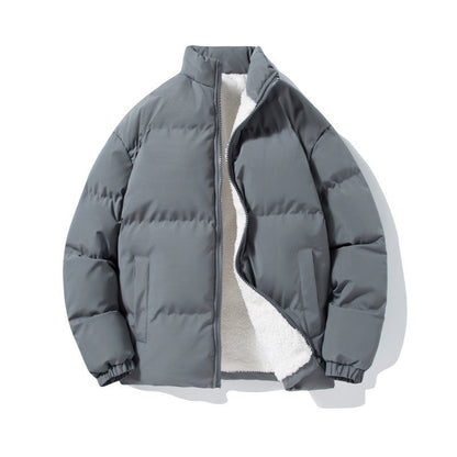 Warm Men's Down Jacket – Fleece Lined, High Collar