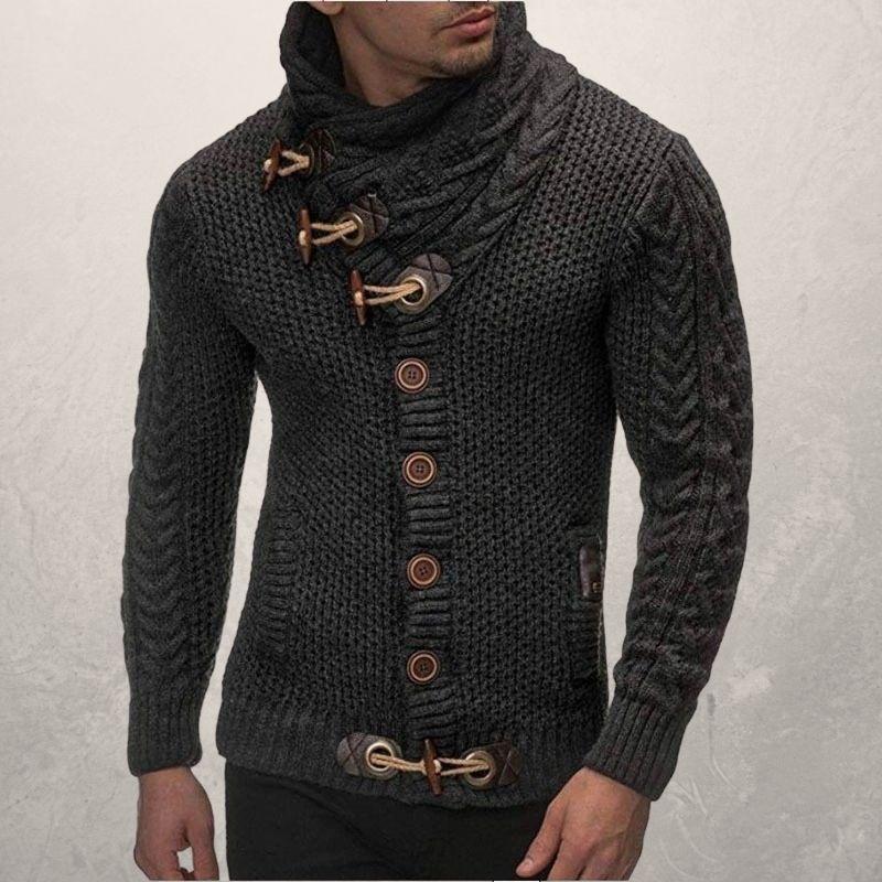 Men's Crew Neck Cable Sweater with Pockets