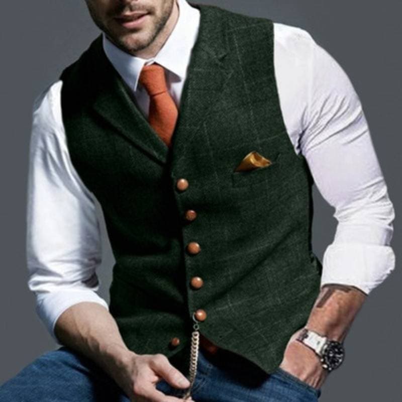 Slim Fit Men's Vest with Button Front