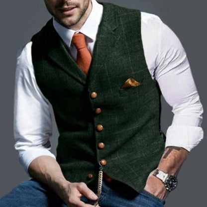 Slim Fit Men's Vest with Button Front