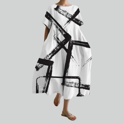 Casual Women's Short Sleeve Flowy Maxi Dress