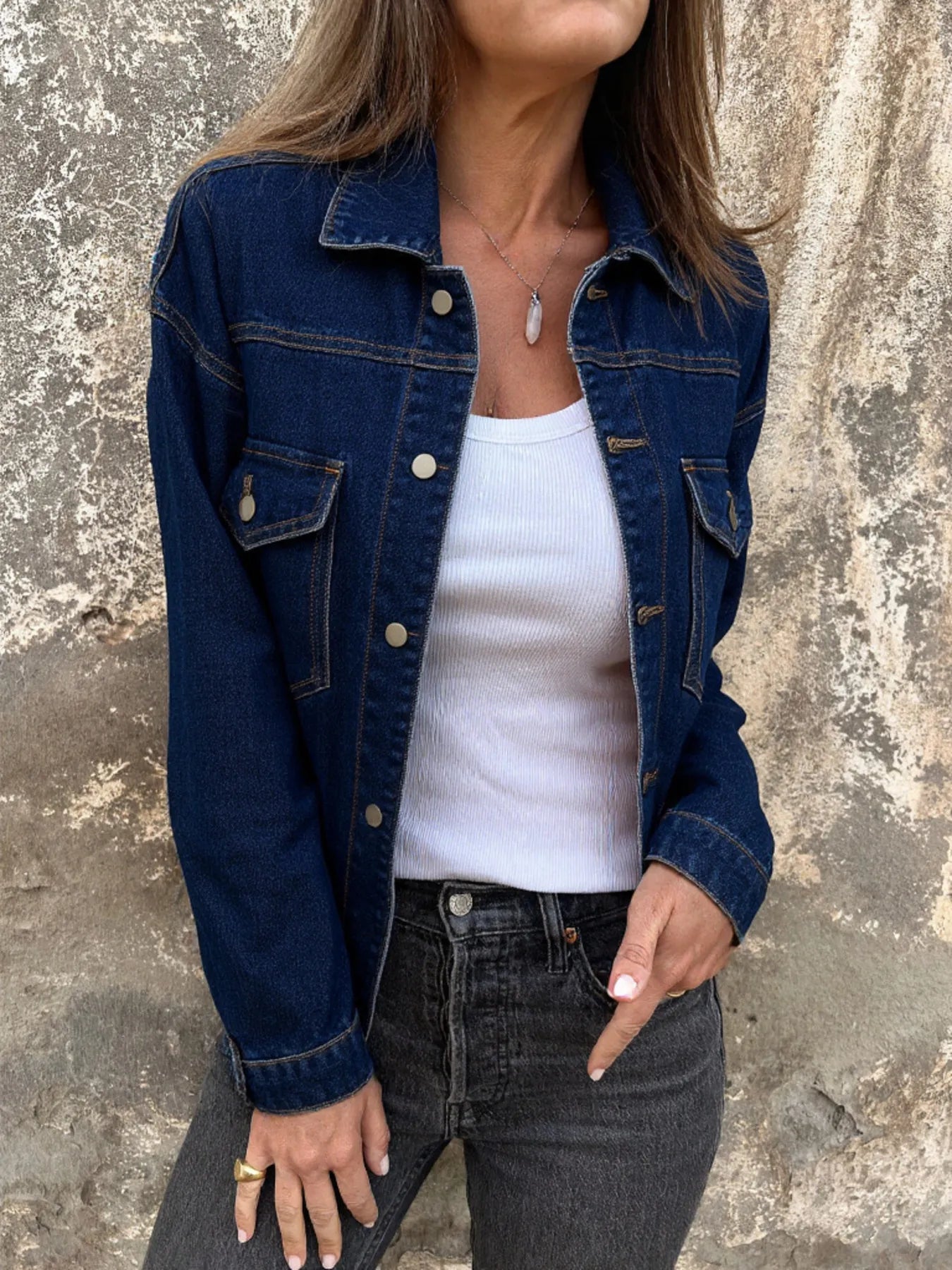 Classic Blue Jean Long Sleeve Jacket - EasyApparels