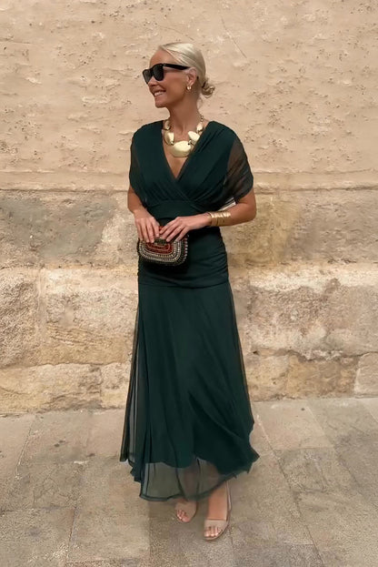 Beautiful V-neck Evening Formal Maxi Dress - Vossary