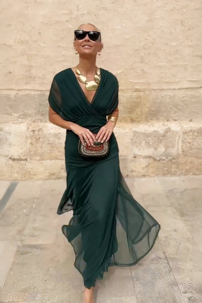 Beautiful V-neck Evening Formal Maxi Dress