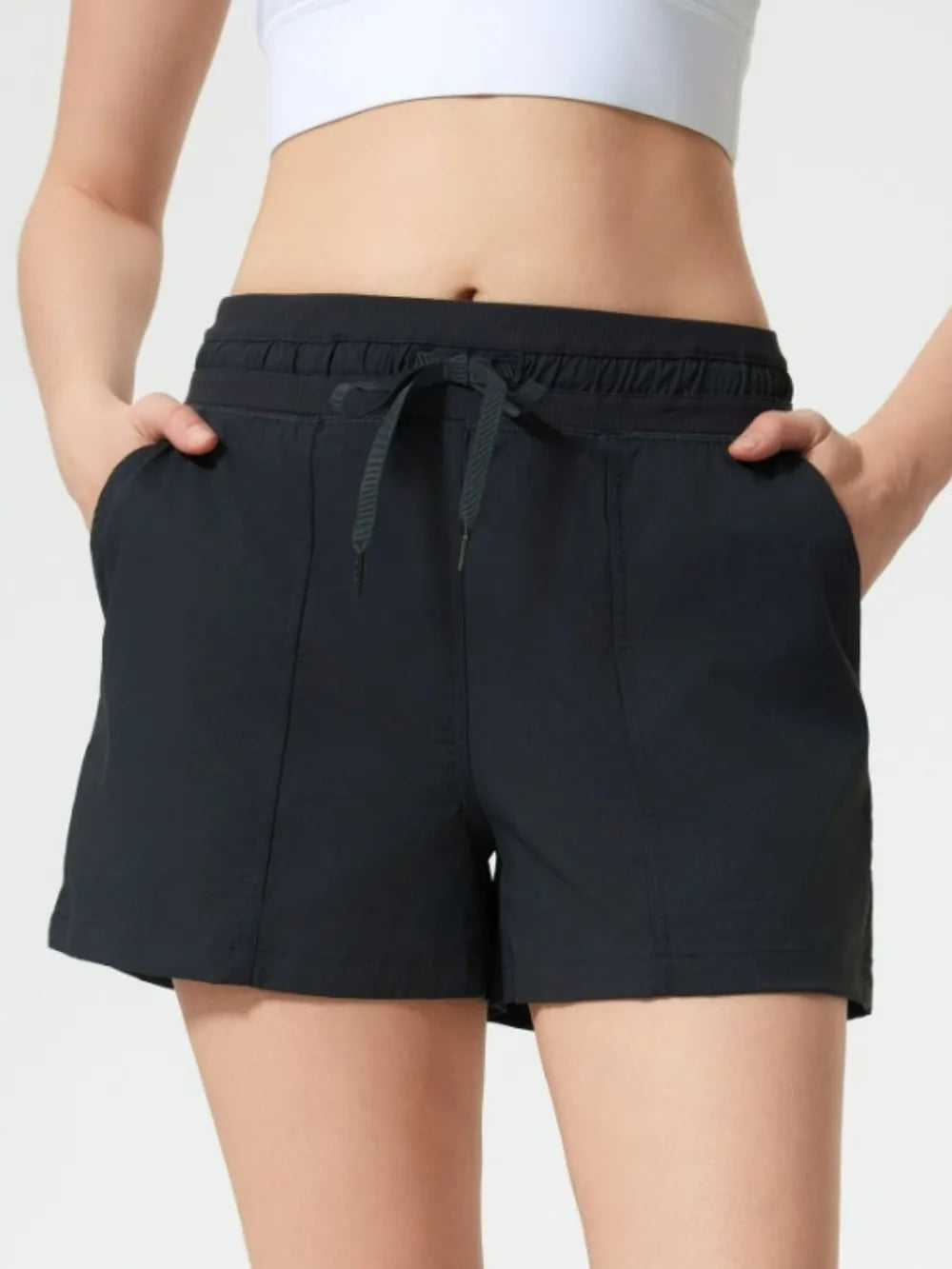 Athletic Drawstring Running Shorts with Pockets
