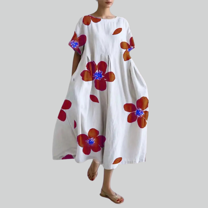 Casual Women's Short Sleeve Flowy Maxi Dress