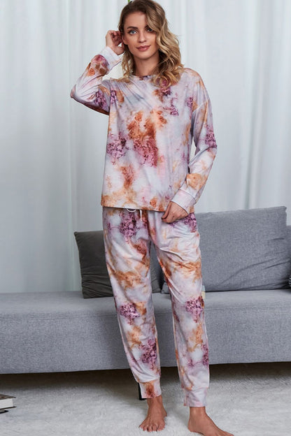 Colorful Dyed Sweatshirt and Elastic Waist Jogger Set