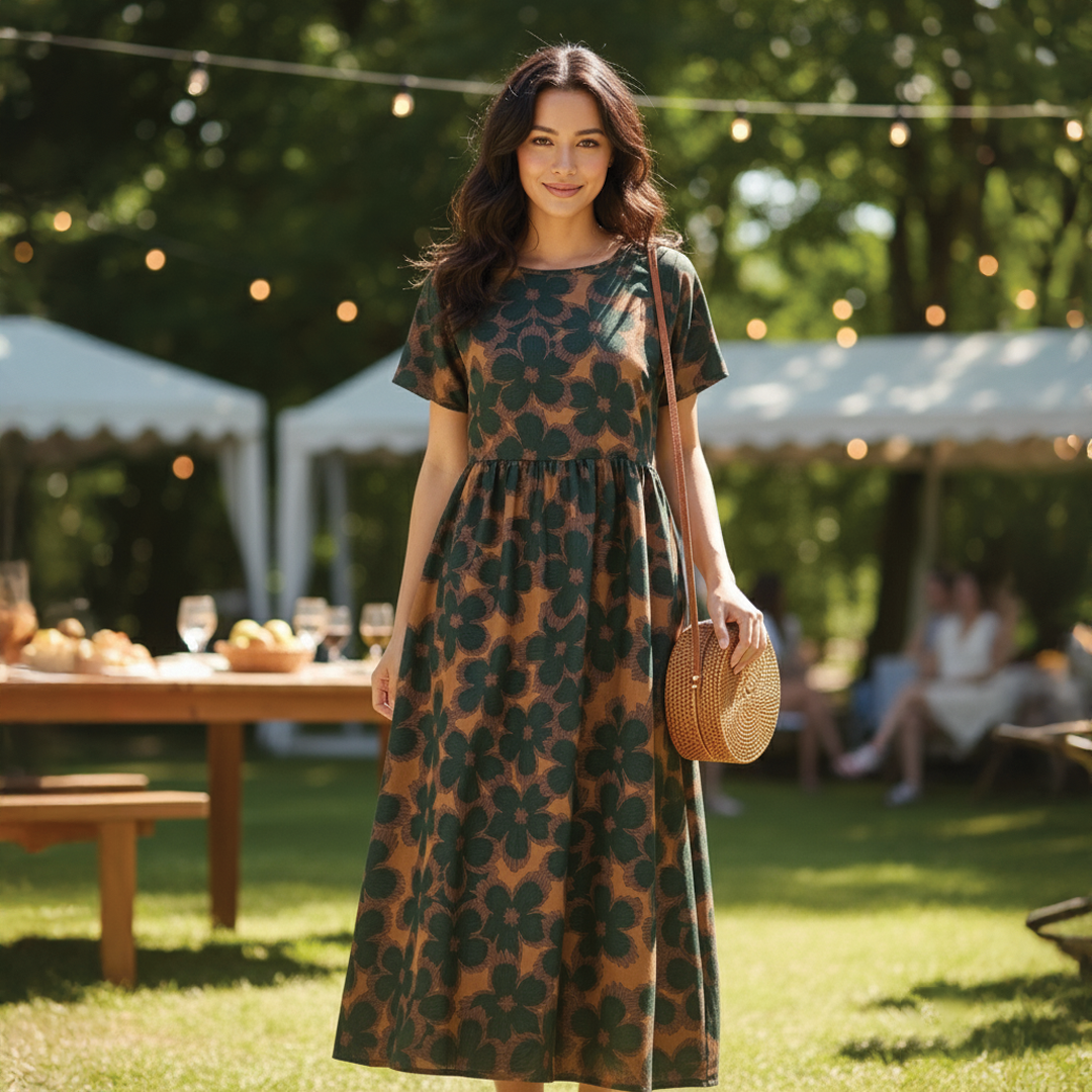Chic Floral Knee Length Dress