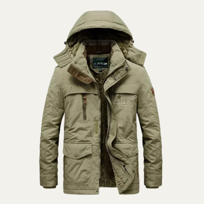 Warm Waterproof Men's Parka Coat with Multiple Pockets
