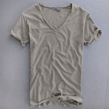 Comfortable V-Neck Men's Short Sleeve Tee - EasyApparels