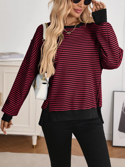 Ripped Edge Colorblock Crew Sweatshirt