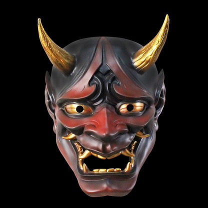 Scary Devil Full Face Mask Horned Costume Accessory - Luxicro