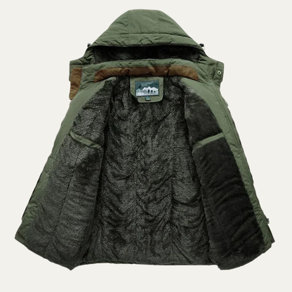 Warm Waterproof Men's Parka Coat with Multiple Pockets