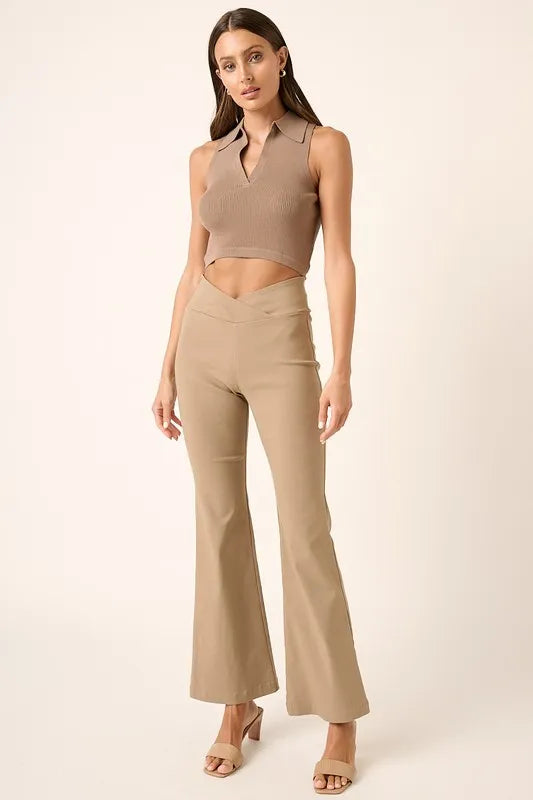 Comfortable High Waist Flared Leg Pants - EasyApparels