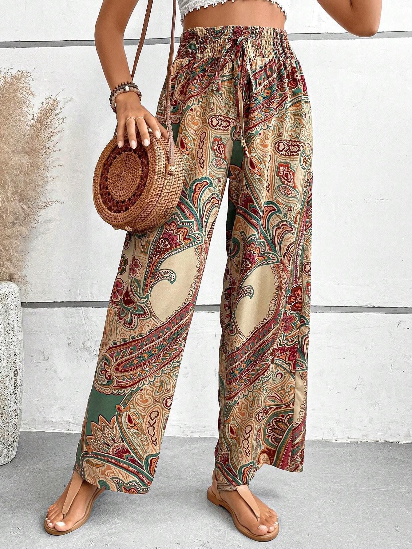 Flowy Wide Leg Womens Pants with Angle Pockets - Vossary