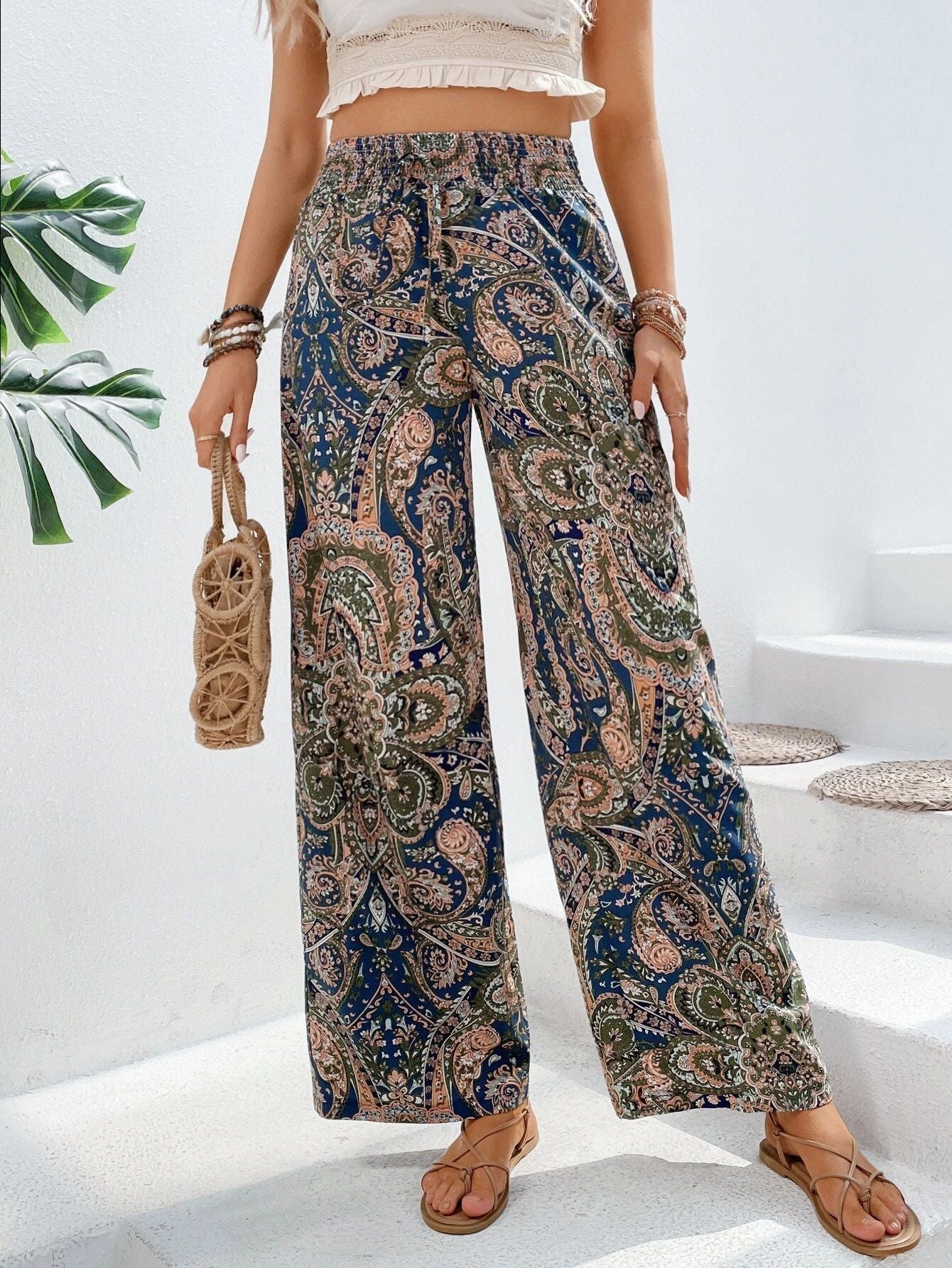 Flowy Wide Leg Womens Pants with Angle Pockets