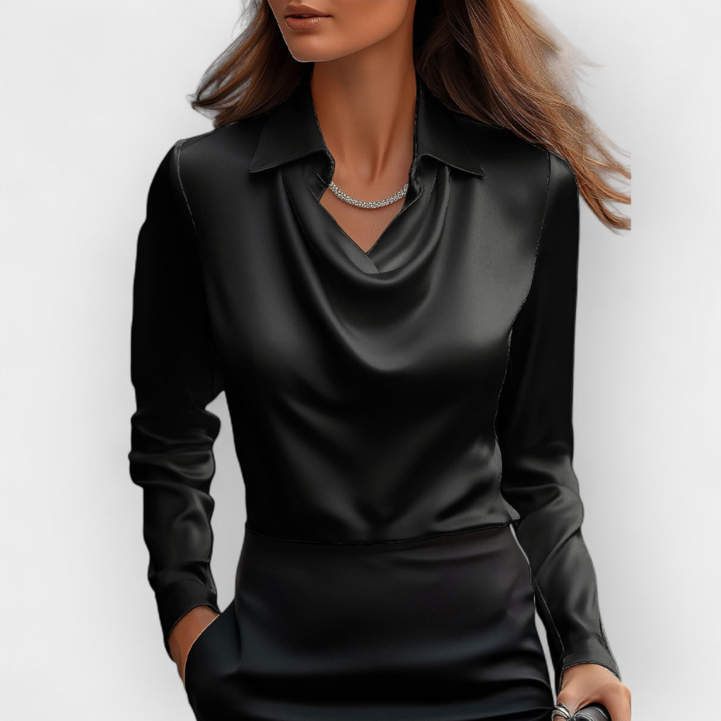 Luxurious Silk Blouse with Ruffled Neckline