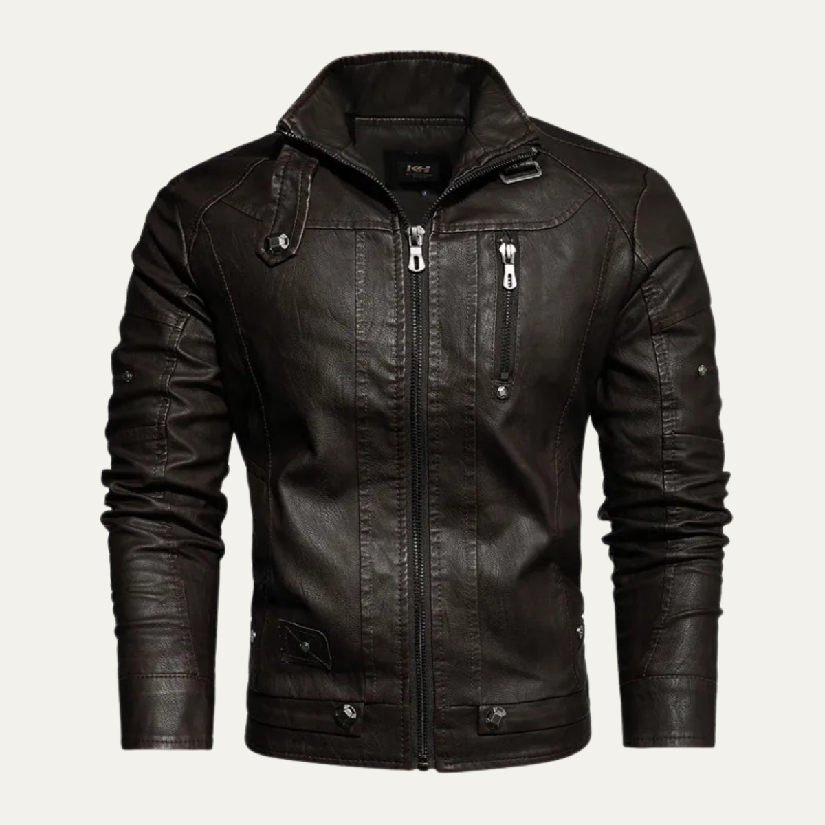 Classic Men's Rugged Leather Biker Jacket