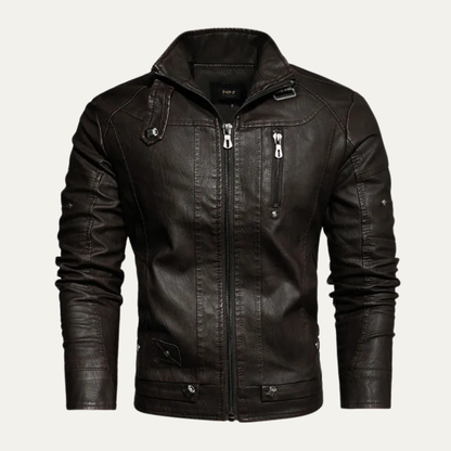 Classic Men's Rugged Leather Biker Jacket