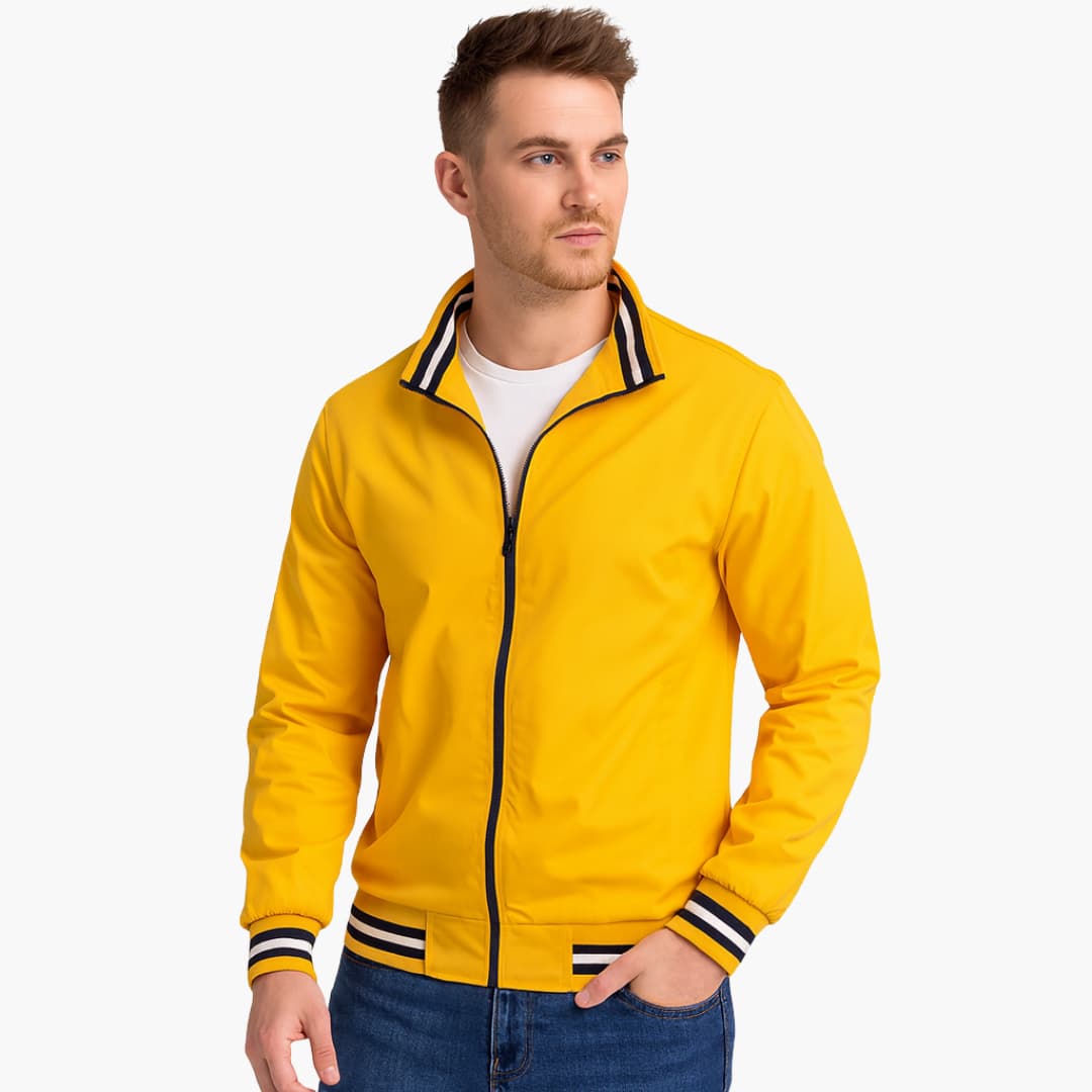 Men's Zip Up Flight Jacket with Stripe Detail