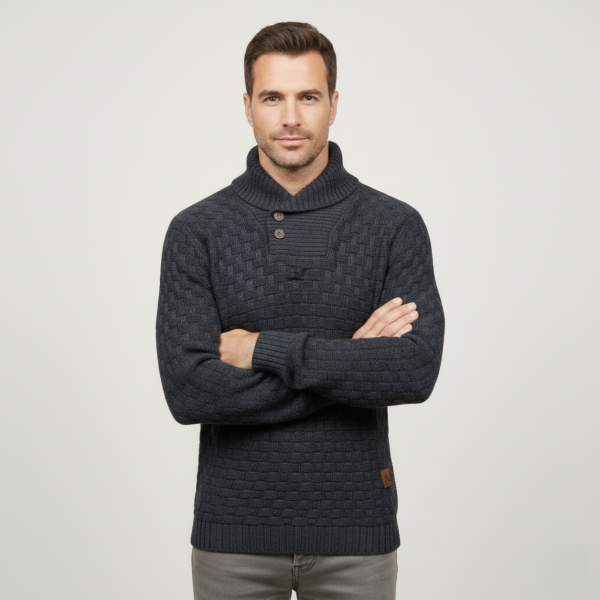 Cozy Button Front Mens Thick Knit Sweater