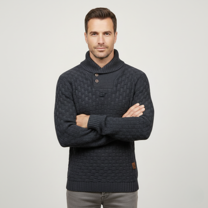 Cozy Button Front Mens Thick Knit Sweater