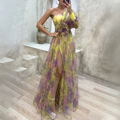 Chic Off Shoulder High Low Maxi Dress